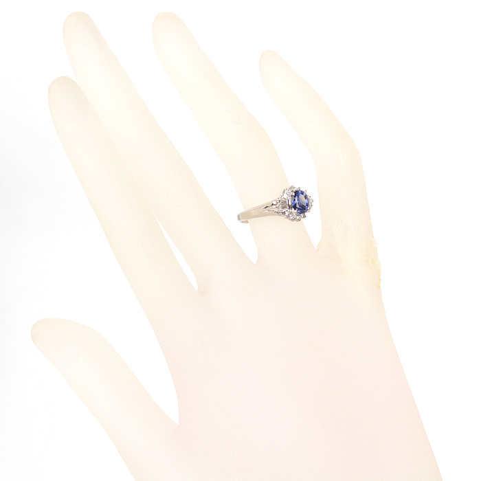 Pt900 サファイア リング 0.82/0.25ct ダイヤモンド 13.5号 プラチナ 