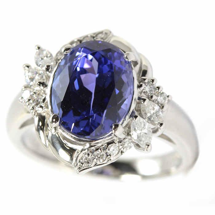 特大！ 4.07ct タンザナイト リング 11号 Pt900 プラチナ 指輪 18249