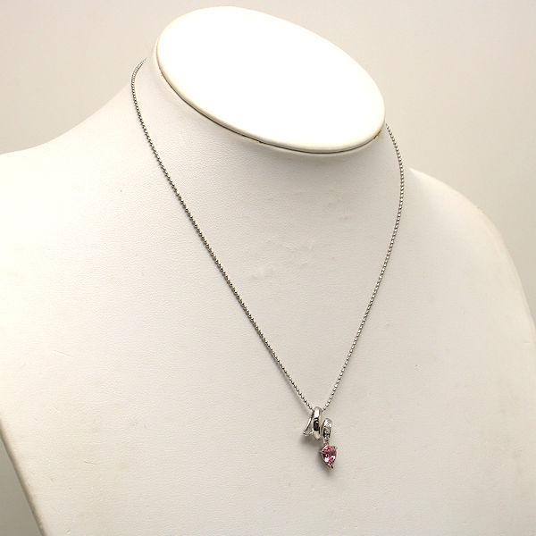 PT850プチダイヤ、ピンクトルマリンネックレス PT850プチダイヤ