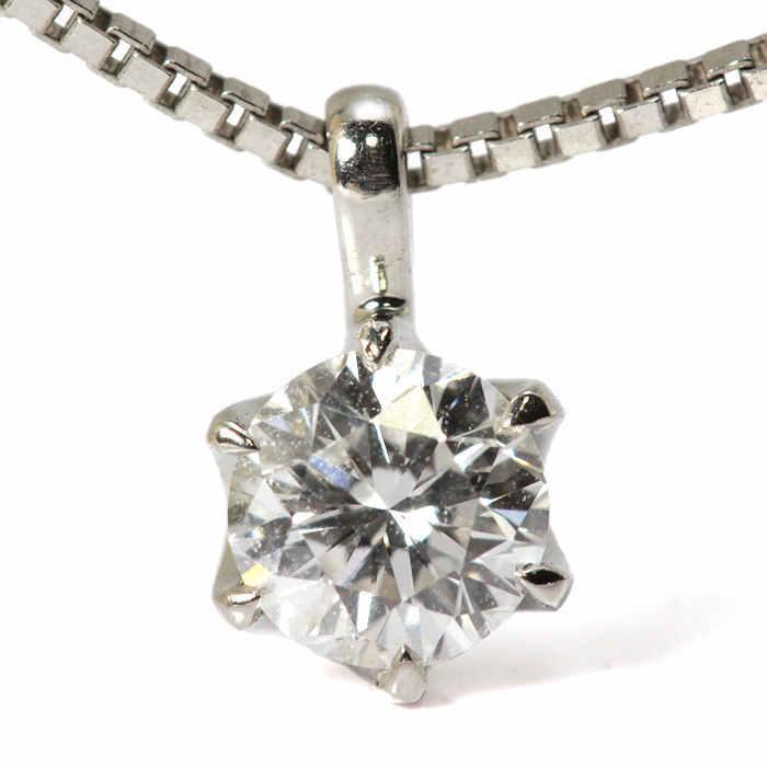 鑑別書付き】Pt850/900 一粒 ダイヤモンド ネックレス 0.324ct
