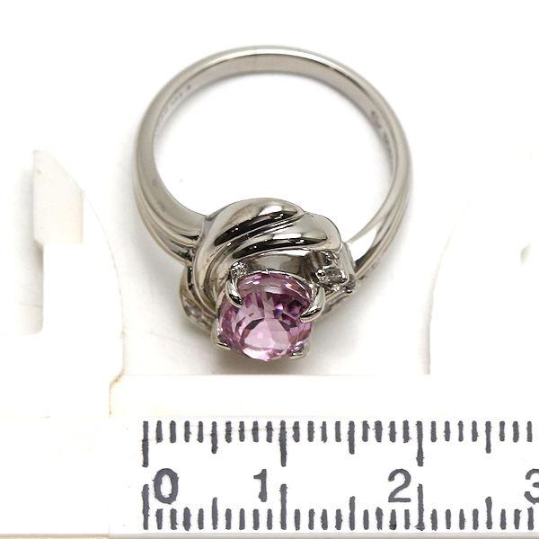 Pt900 天然クンツァイトリング 15号 2.66ct ダイヤモンド 0.13ct 約8.7 