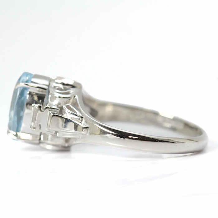 Pt900 アクアマリン リング 1.62/0.21ct 9.5号 プラチナ ソーティング 