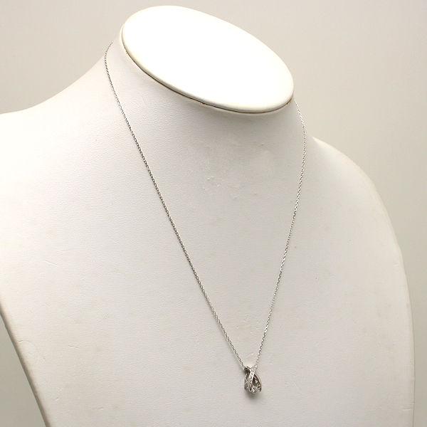 K18WG 揺れる ダイヤモンドネックレス 約44cm 0.188ct/0.03ct 約2.2g 