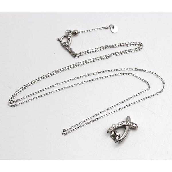 K18WG 揺れる ダイヤモンドネックレス 約44cm 0.188ct/0.03ct 約2.2g  