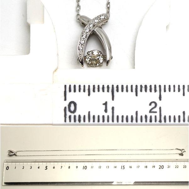 K18WG 揺れる ダイヤモンドネックレス 約44cm 0.188ct/0.03ct 約2.2g 