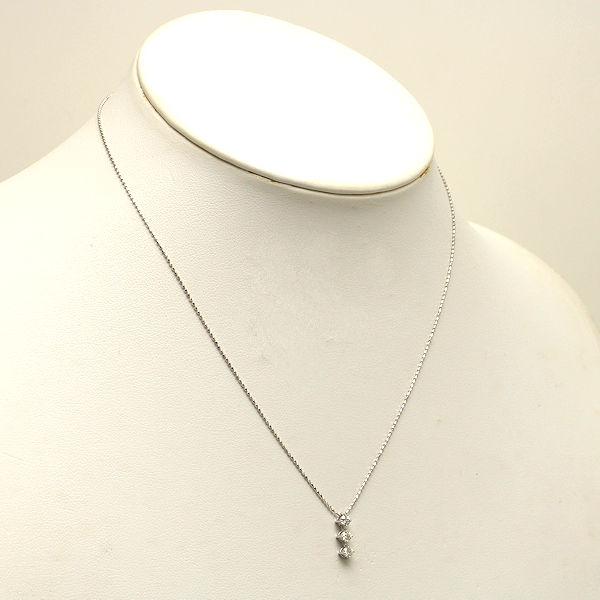 K18WG ダイヤトリロジーネックレス 約39cm ダイヤモンド 0.25ct 18金