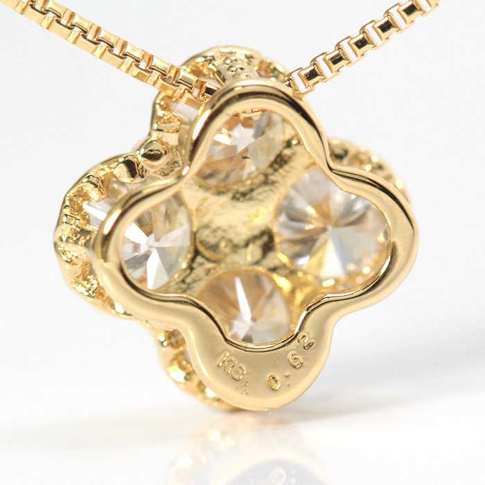 K18 フラワー ダイヤモンド ネックレス 0.62ct 18金 イエローゴールド