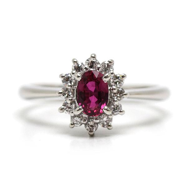 Pt900 天然ルビー&ダイヤリング 9.5号 0.48ct ダイヤモンド 0.22ct 