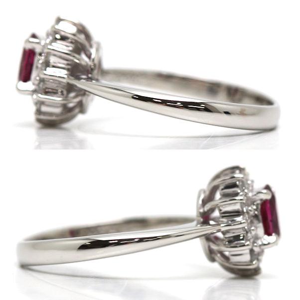 Pt900 天然ルビー&ダイヤリング 9.5号 0.48ct ダイヤモンド 0.22ct 