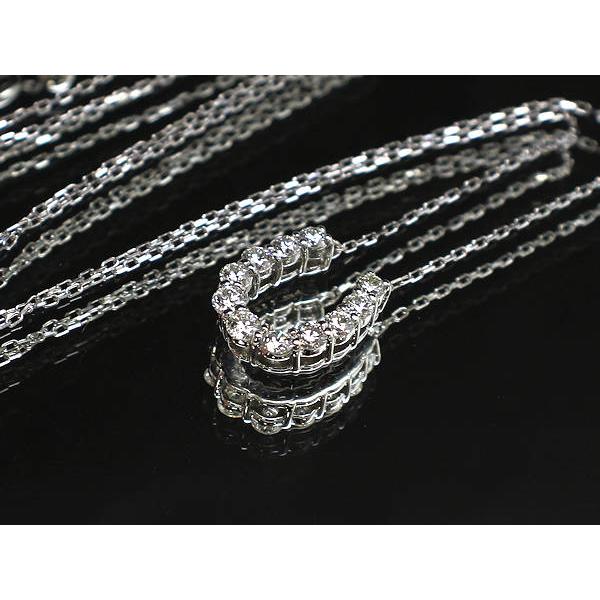 Pt850 Pt900 ホースシューネックレス 約45cm ダイヤモンド 0.50ct 馬蹄 