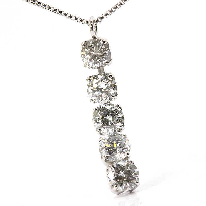 1.00ct 5連 ダイヤモンド ネックレス Pt850 プラチナ 19095 : たまや  