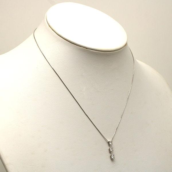 Pt850/Pt900 ダイヤモンドトリロジーネックレス 約40cm 0.56ct 約3g