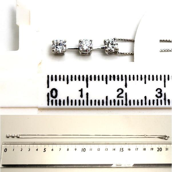 Pt850/Pt900 ダイヤモンドトリロジーネックレス 約40cm 0.56ct 約3g 