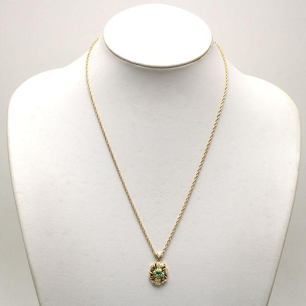K18 エメラルドネックレス 約50cm 0.30ct ダイヤモンド 0.18ct 約9.1g 