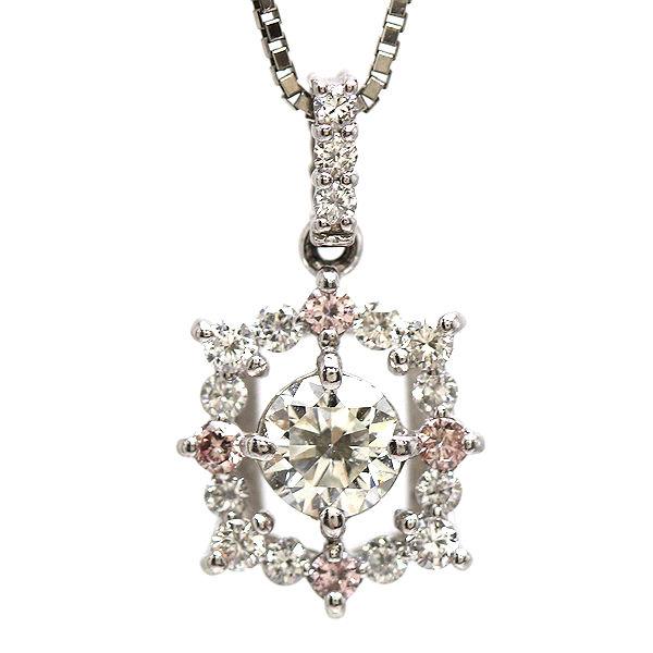 Pt850/Pt900 ダイヤモンドネックレス 約45cm 0.50ct 約3.2g プラチナ  