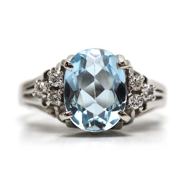 Pt900 アクアマリンリング 8号 1.66ct ダイヤモンド 0.12ct 指輪