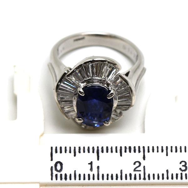 Pt900 天然ブルーサファイアリング 10号 約12.6g 4.34ct ダイヤモンド