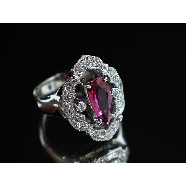 Pt900 非加熱ルビーリング 8号 1.006ct ダイヤモンド 0.24ct 約9.0g 