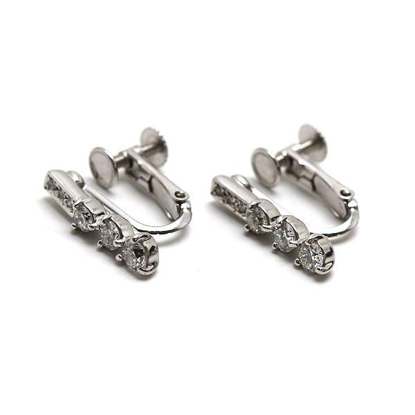 K14WG K18WG 揺れるダイヤモンドイヤリング 0.32ct/0.32ct 約3.2g 14金 