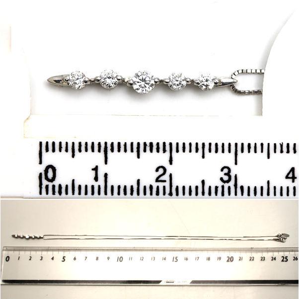 K18WG 5連ダイヤモンドネックレス 約44cm 約3.4g ダイヤモンド 0.56ct 