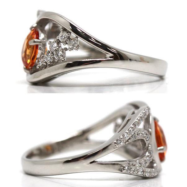 Pt900 スペサルティンガーネットリング 11.5号 1.15ct ダイヤモンド 