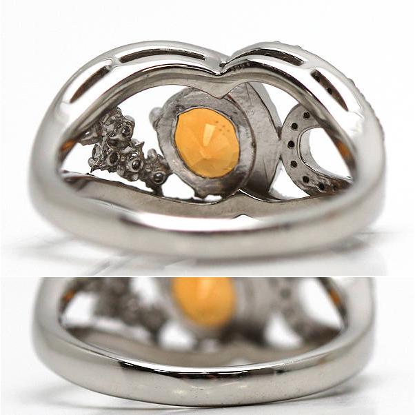 Pt900 スペサルティンガーネットリング 11.5号 1.15ct ダイヤモンド 