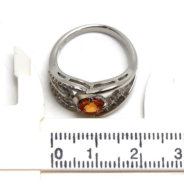 Pt900 スペサルティンガーネットリング 11.5号 1.15ct ダイヤモンド 