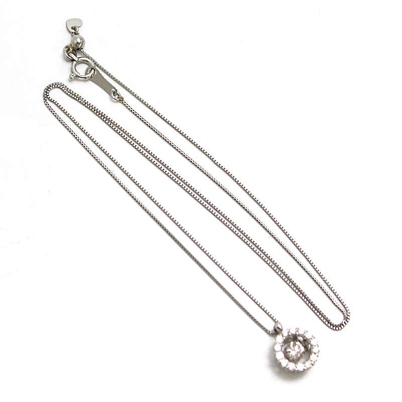 ダンシングダイヤモンドネックレス Pt850 約45cm 0.20ct/0.19ct 約2.8g 