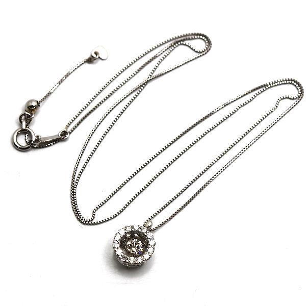 Pt850 ダンシングダイヤモンドネックレス 約45cm 0.20ct/0.19ct 約2.8g  