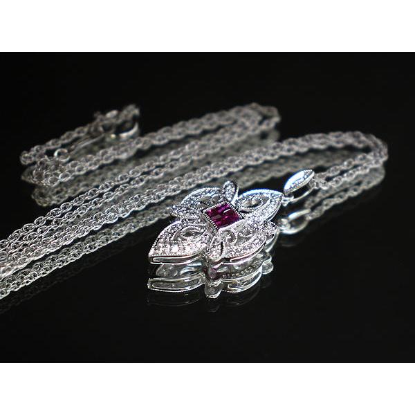 Pt850/Pt900 ルビーネックレス 約41cm 0.35ct ダイヤモンド 0.18ct 約  