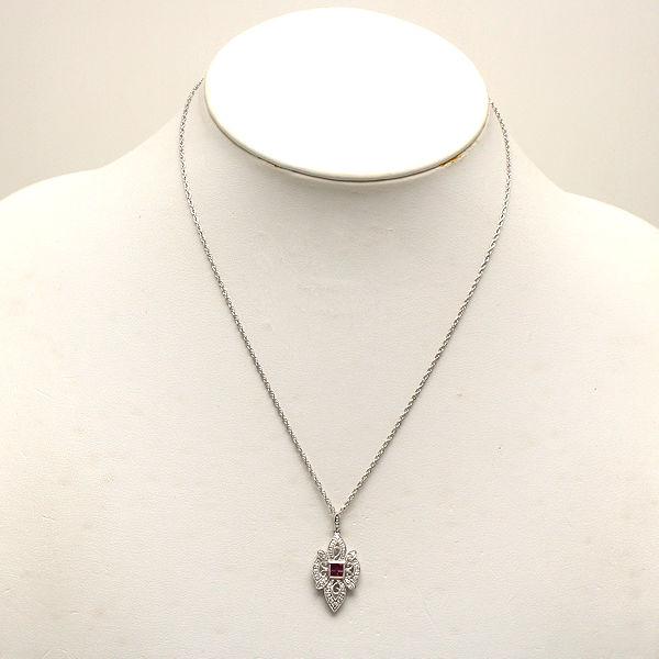 Pt850/Pt900 ルビーネックレス 約41cm 0.35ct ダイヤモンド 0.18ct 約 