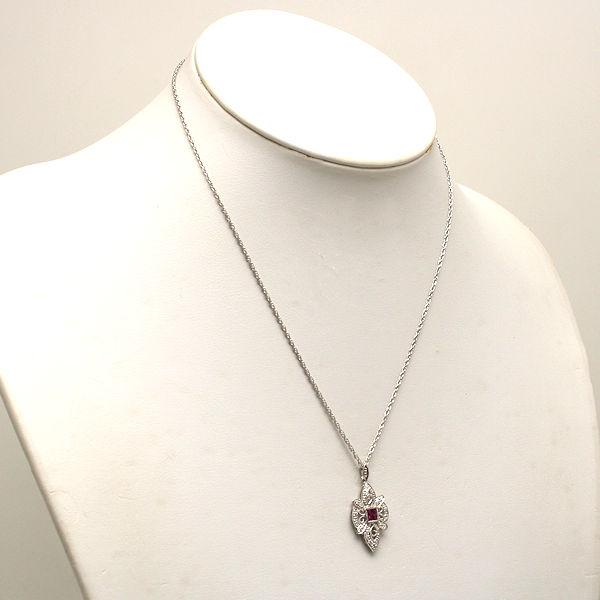 Pt850/Pt900 ルビーネックレス 約41cm 0.35ct ダイヤモンド 0.18ct 約 