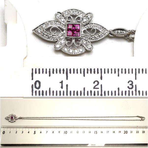 Pt850/Pt900 ルビーネックレス 約41cm 0.35ct ダイヤモンド 0.18ct 約 