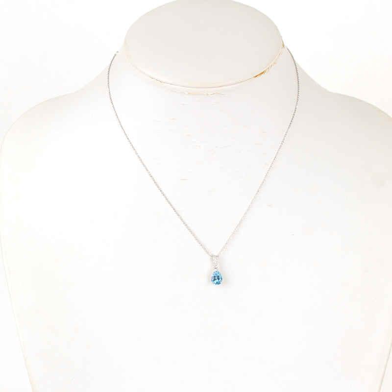 ブルートパーズ ネックレス K18WG ダイヤモンド 0.06ct 18金 ホワイト