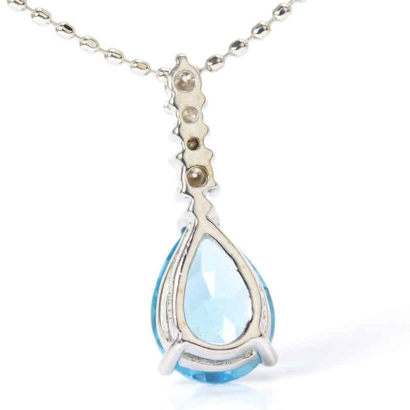 ブルートパーズ ネックレス K18WG ダイヤモンド 0.06ct 18金 ホワイト