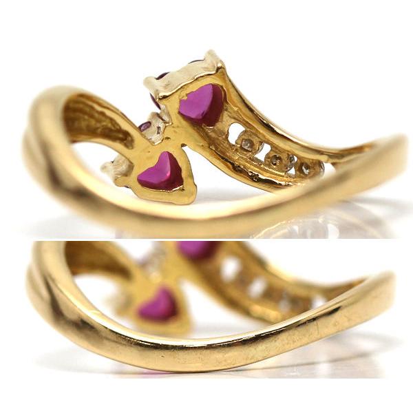 18K指輪 リング ルビー ダイヤ ハート 10号