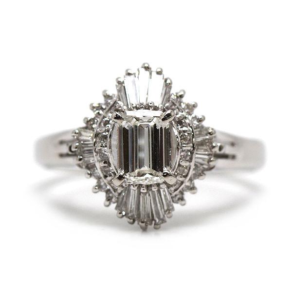 Pt900 ダイヤモンドリング 15.5号 0.509ct/0.47ct 約5.7g プラチナ 