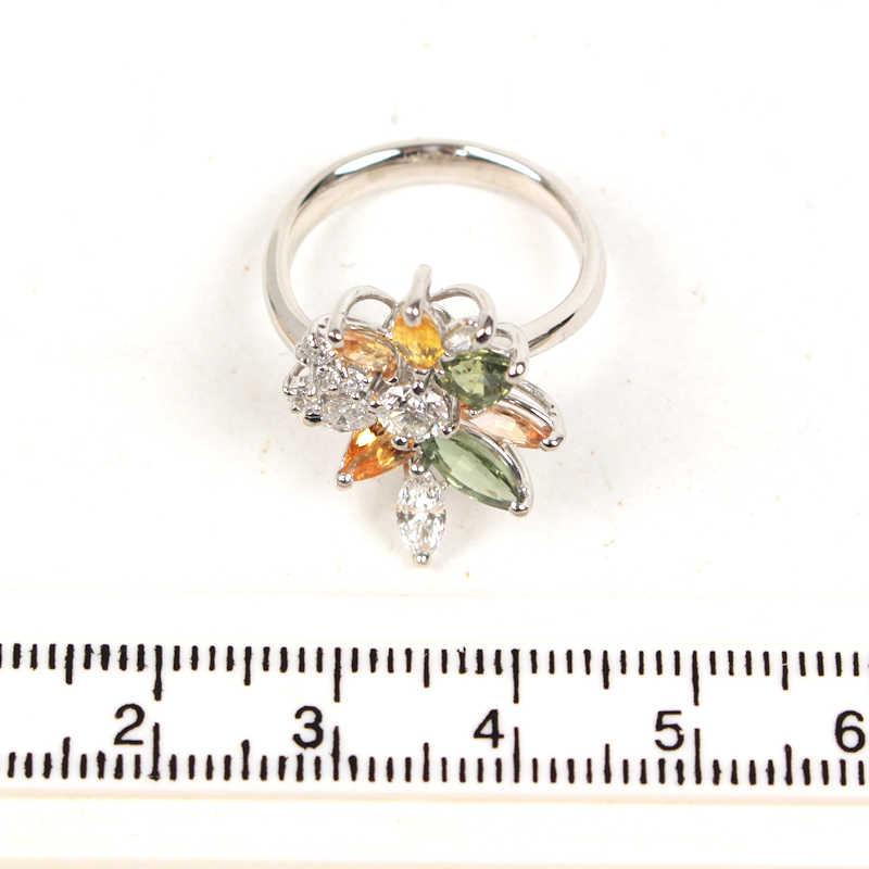 鑑別書付き】サファイア リング 2.138ct K18WG 0.712ct 13号 グリーン 