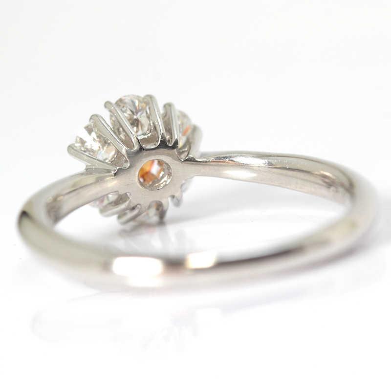 Pt900 ガーネット リング 12号 オレンジ 花 ダイヤモンド 0.35ct 