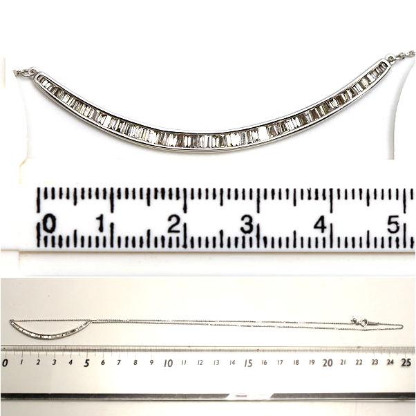 K18WG カーブデザインネックレス 約50cm ダイヤモンド 0.50ct 約3.1g 
