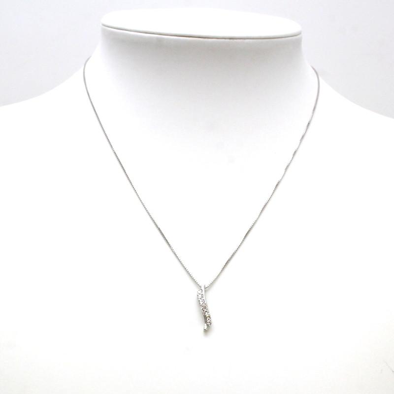 ダイヤモンド ネックレス 0.21ct 7粒 K18WG ホワイトゴールド 全長約 