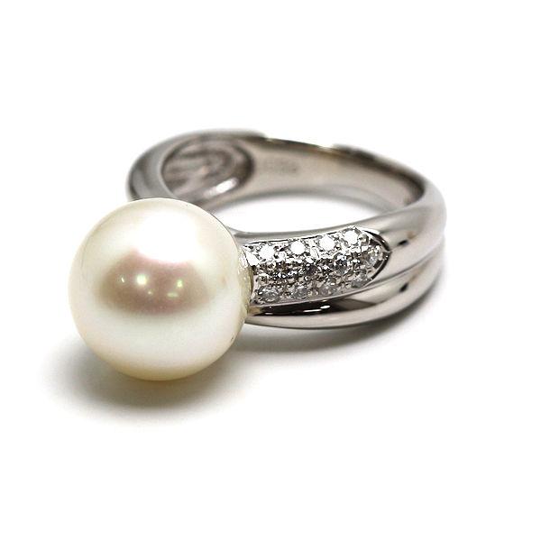PT900 プラチナ 真珠 パール ダイヤモンド リング 指輪 12号 Pt900 南洋真珠リング 12号 約10.1g パール 約11.7mm ダイヤモンド
