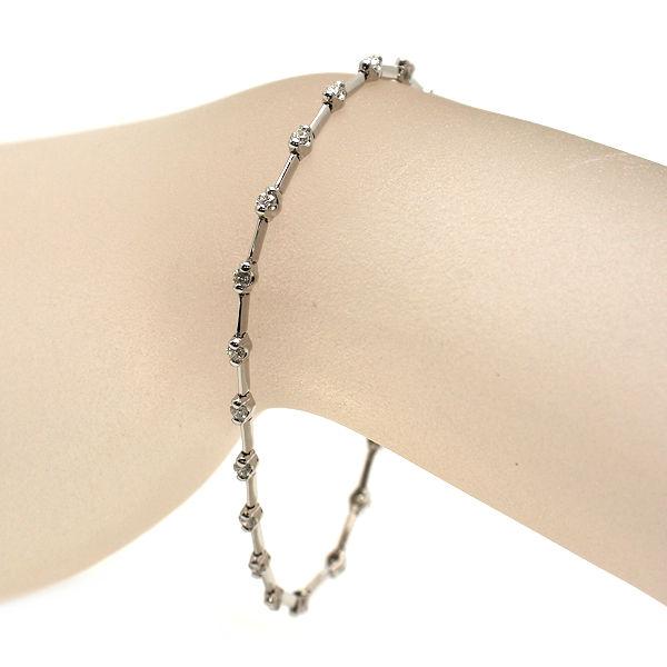 K18WG ダイヤモンドブレスレット 約18.5cm 約6.2g 1.00ct 18金
