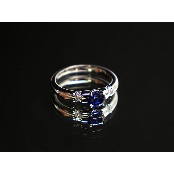 K18WG サファイアリング 17号 0.91ct ダイヤモンド 0.12ct 約5.9g 18金 