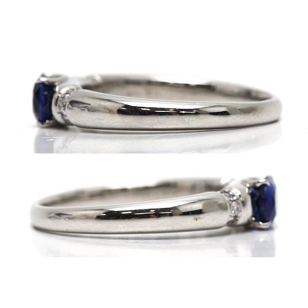 K18WG サファイアリング 17号 0.91ct ダイヤモンド 0.12ct 約5.9g 18金 