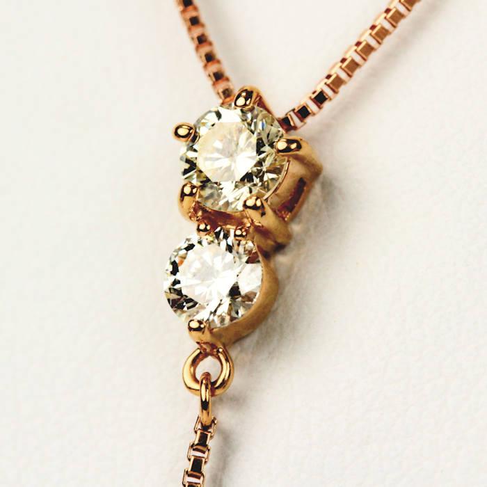 ダイヤモンドネックレス 0.65ct K18 ピンクゴールド 全長約50cm 20229  