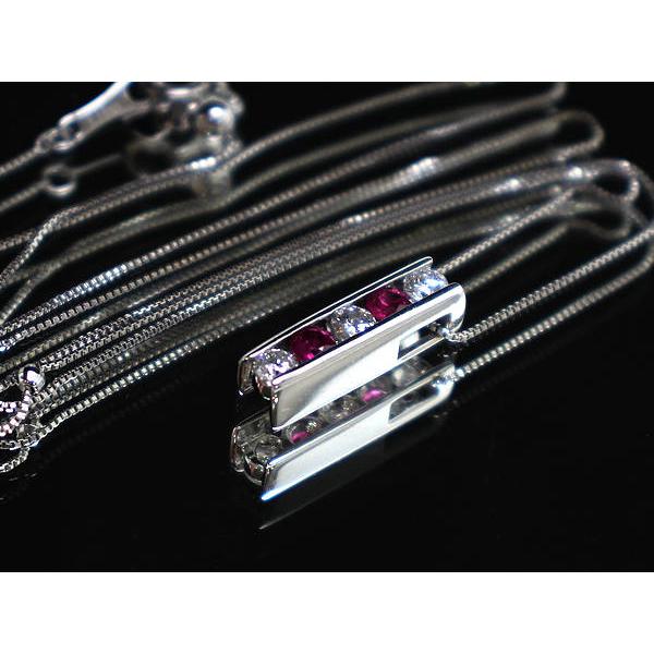 K18WG ルビー&ダイヤモンドネックレス 約45cm 0.29ct 0.30ct 約3.1g 18 