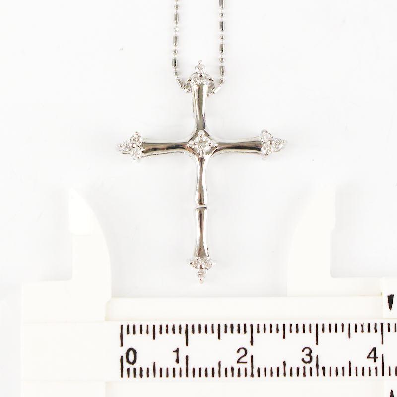 クロス ネックレス 十字架 ダイヤモンド 0.3ct K18WG 18金 ホワイト 