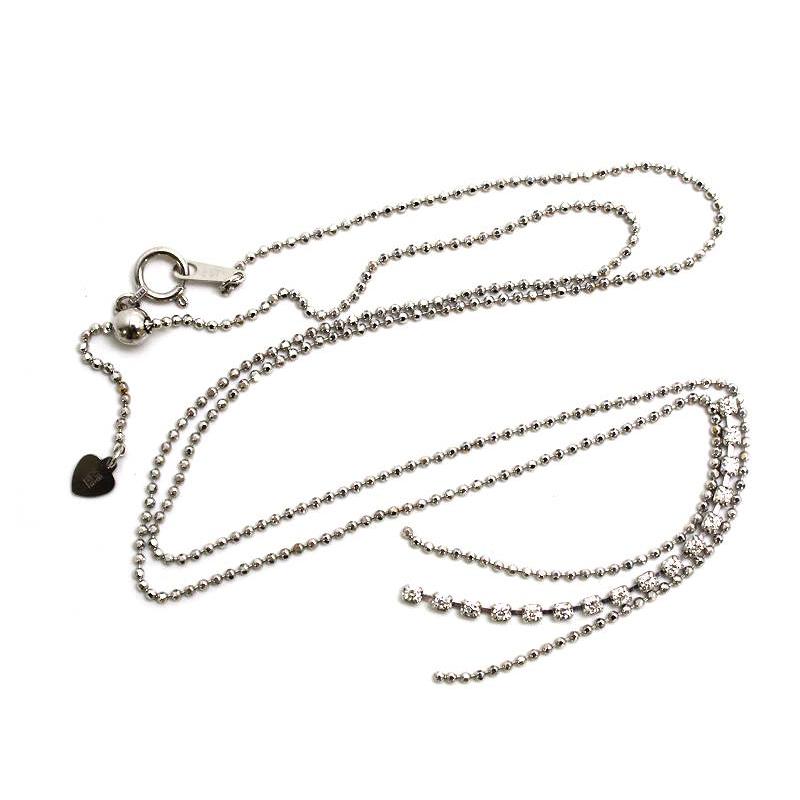 ダイヤモンドネックレス 0.30ct K18WG ホワイトゴールド 全長約45cm 