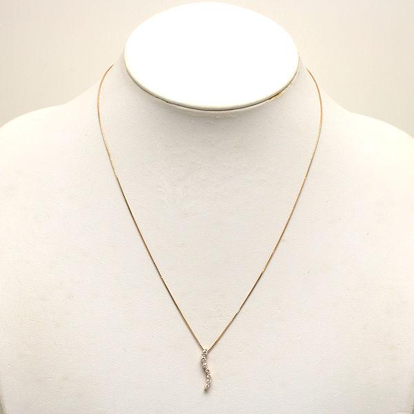 K18PG S字 ネックレス 約44cm ダイヤモンド 0.28ct 18金 ピンク